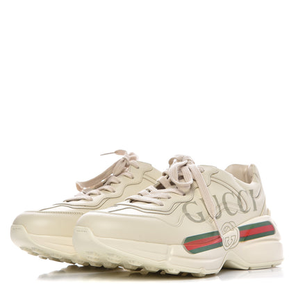 Gucci Calfskin Logo Womens Rhyton Sneakers 37.5 Ivory 3 of 8