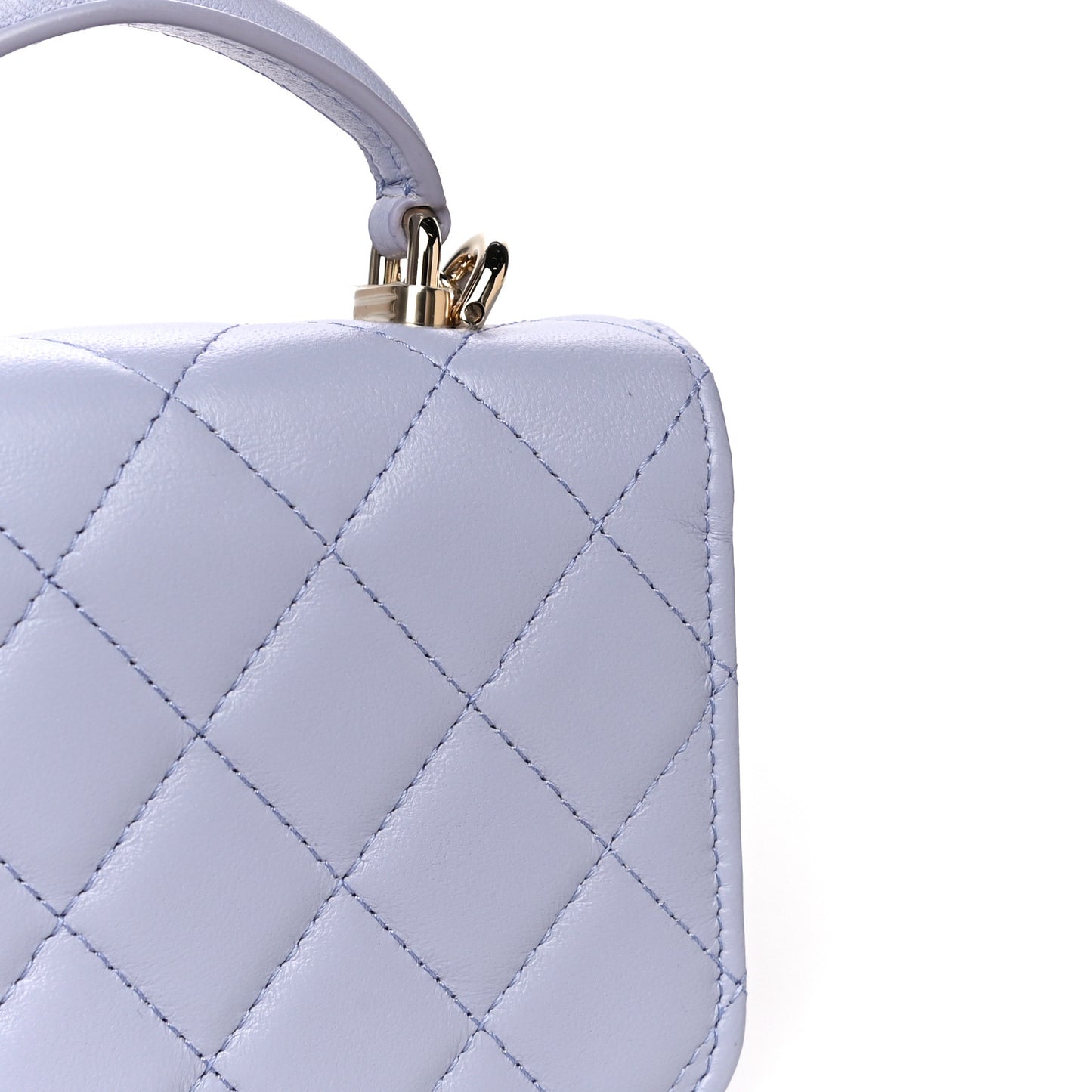 Lambskin Quilted Top Handle Flap Coin Purse With Chain Light Purple