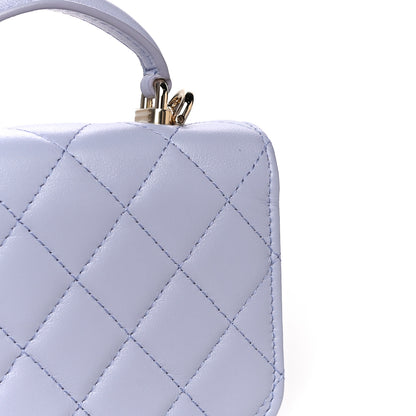 Chanel Lambskin Quilted Top Handle Flap Coin Purse With Chain Light Purple 9 of 12