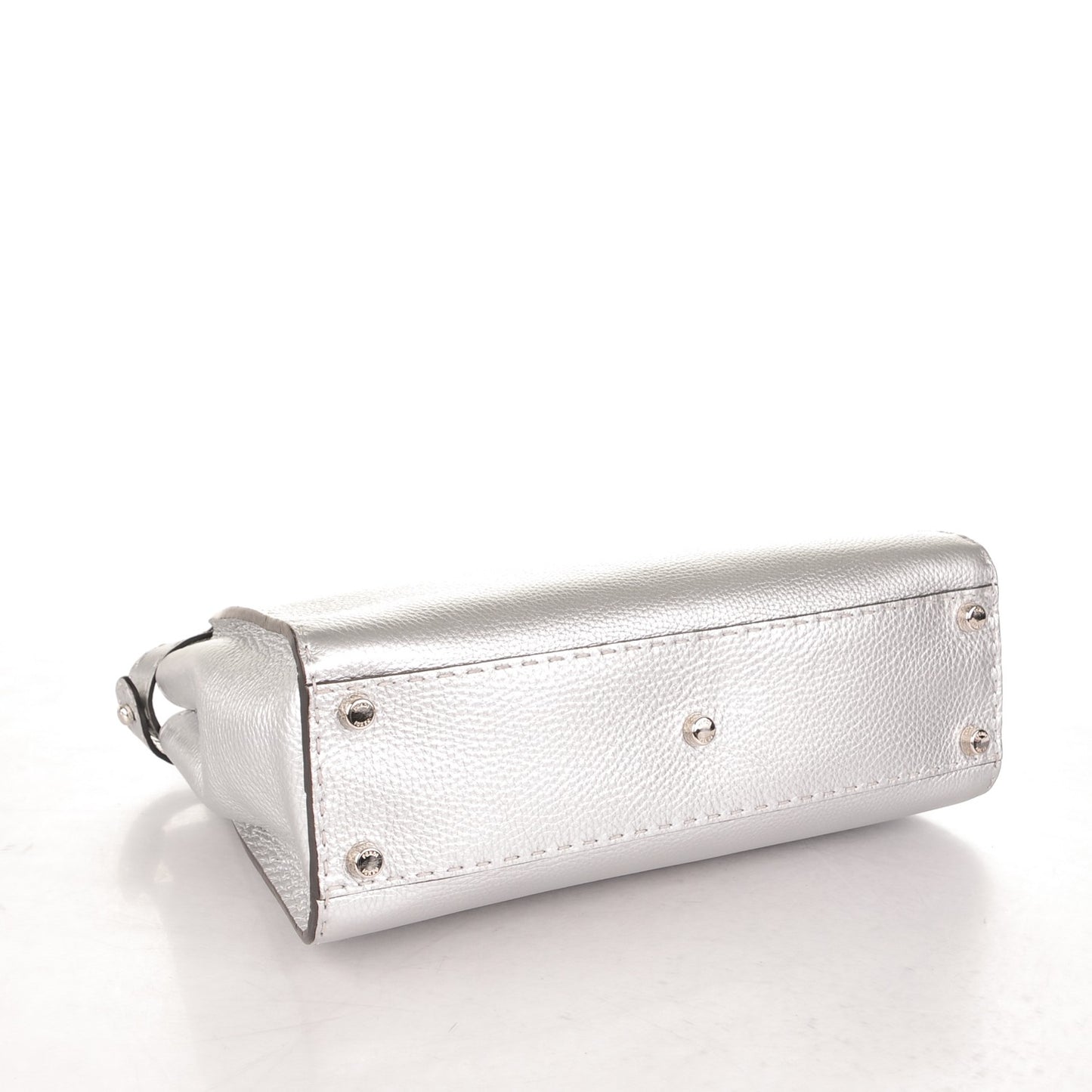 Cuoio Romano Lux Selleria Medium Peekaboo Iconic Satchel Argento