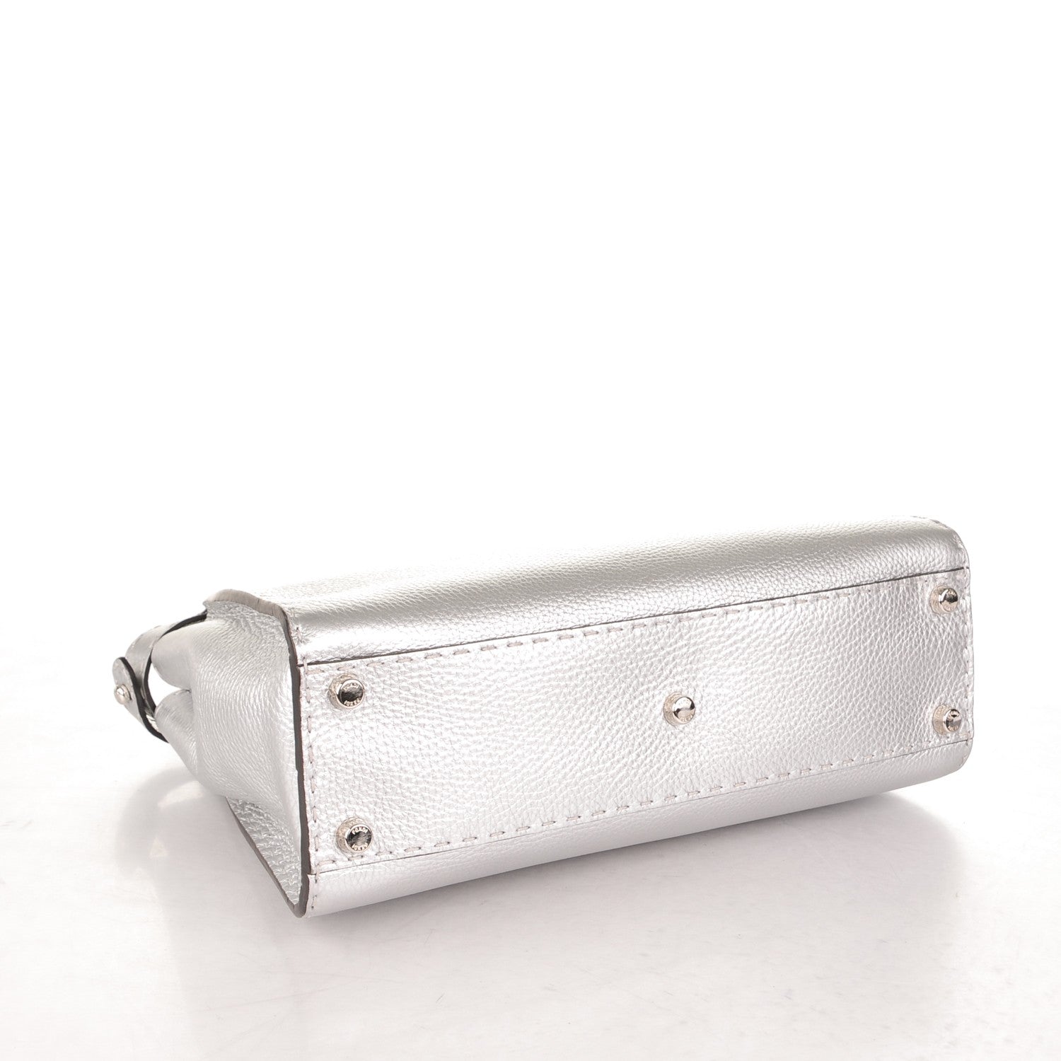 Fendi Cuoio Romano Lux Selleria Medium Peekaboo Iconic Satchel Argento 4 of 7