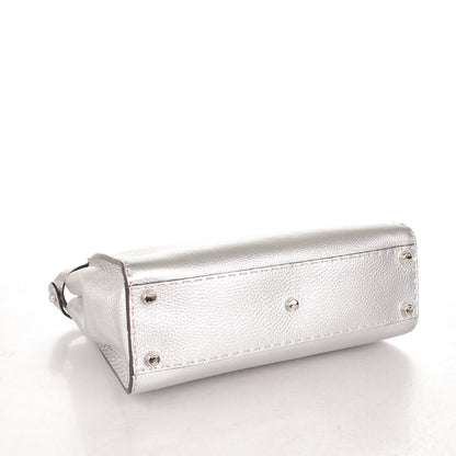 Fendi Cuoio Romano Lux Selleria Medium Peekaboo Iconic Satchel Argento 4 of 7