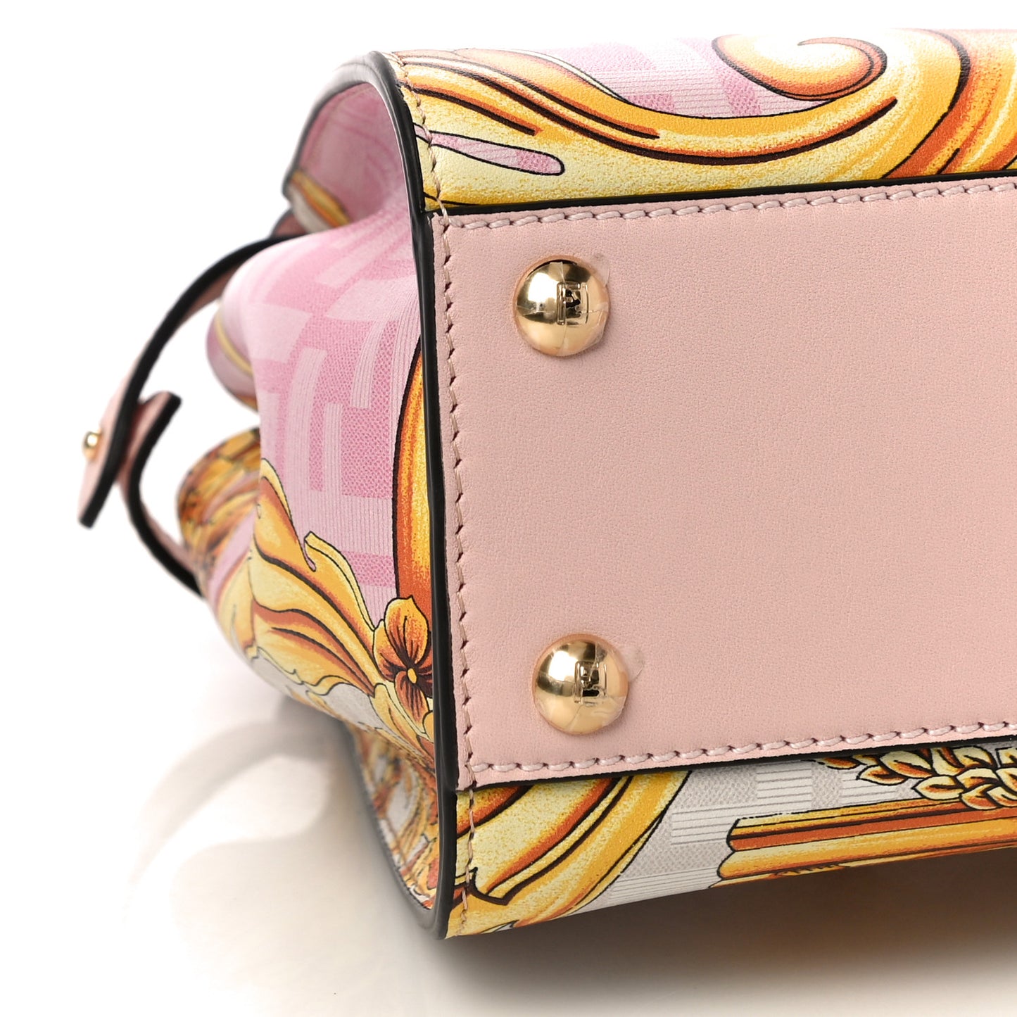 X VERSACE Vitello Seta Nappa Fendace FF Baroque Mini Peekaboo Iconic Satchel Pink Gold