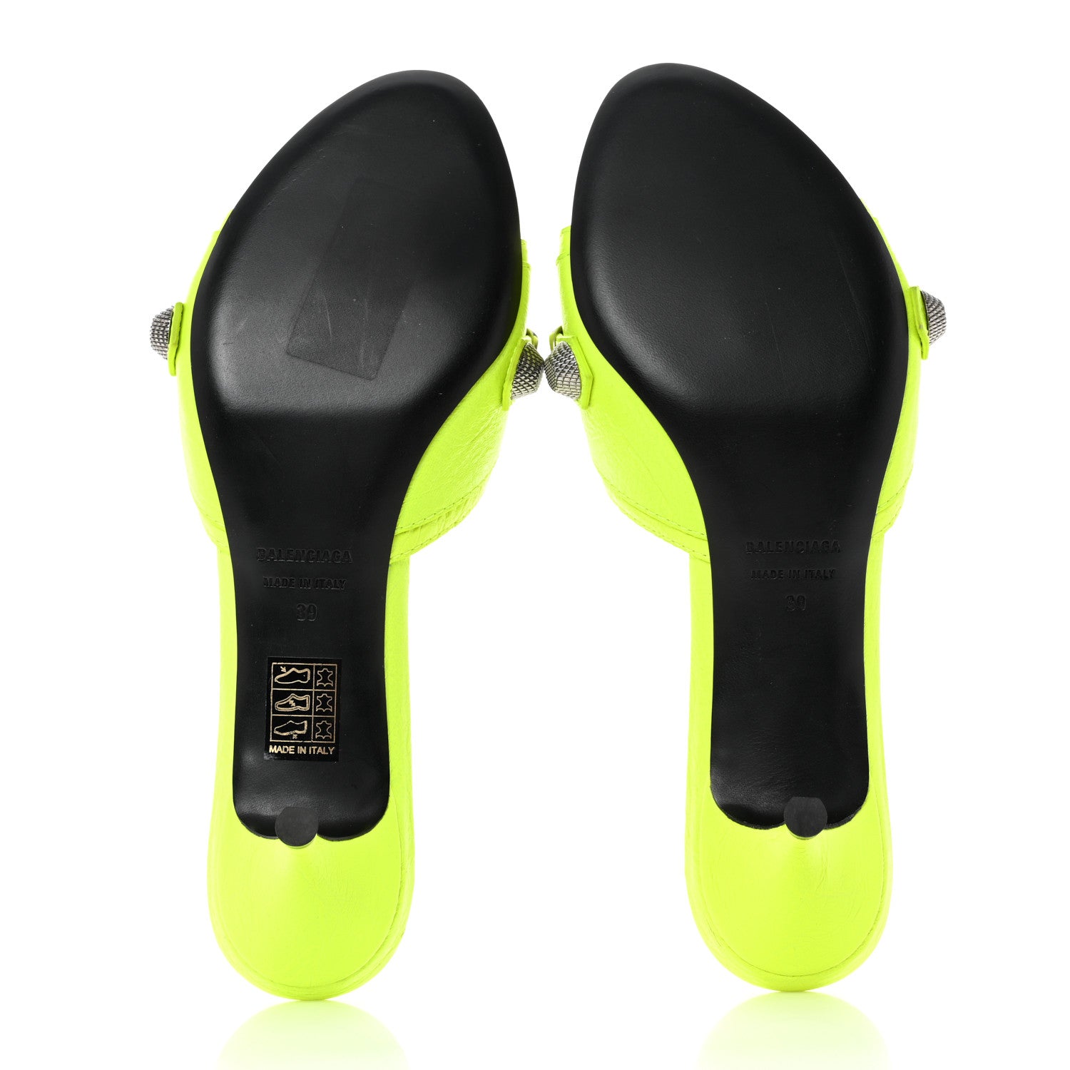 Balenciaga Agneau Arena Cagole 50mm Slide Sandals 39 Fluo Yellow 5 of 10