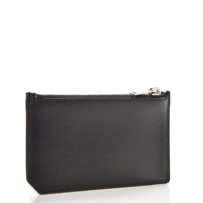Saint Laurent Calfskin Moujik Patch Fragments Zip Pouch Card Holder Black 3 of 8