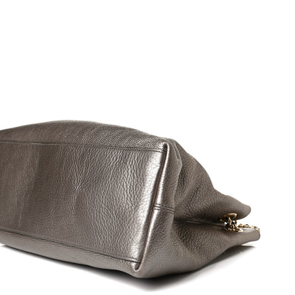 Gucci Metallic Pebbled Calfskin Medium Soho Chain Shoulder Bag Golden Beige 10 of 16