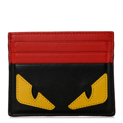 Fendi Vitello Century Monster Eyes Inlay Card Holder Black Giallo Rosso 1 of 10