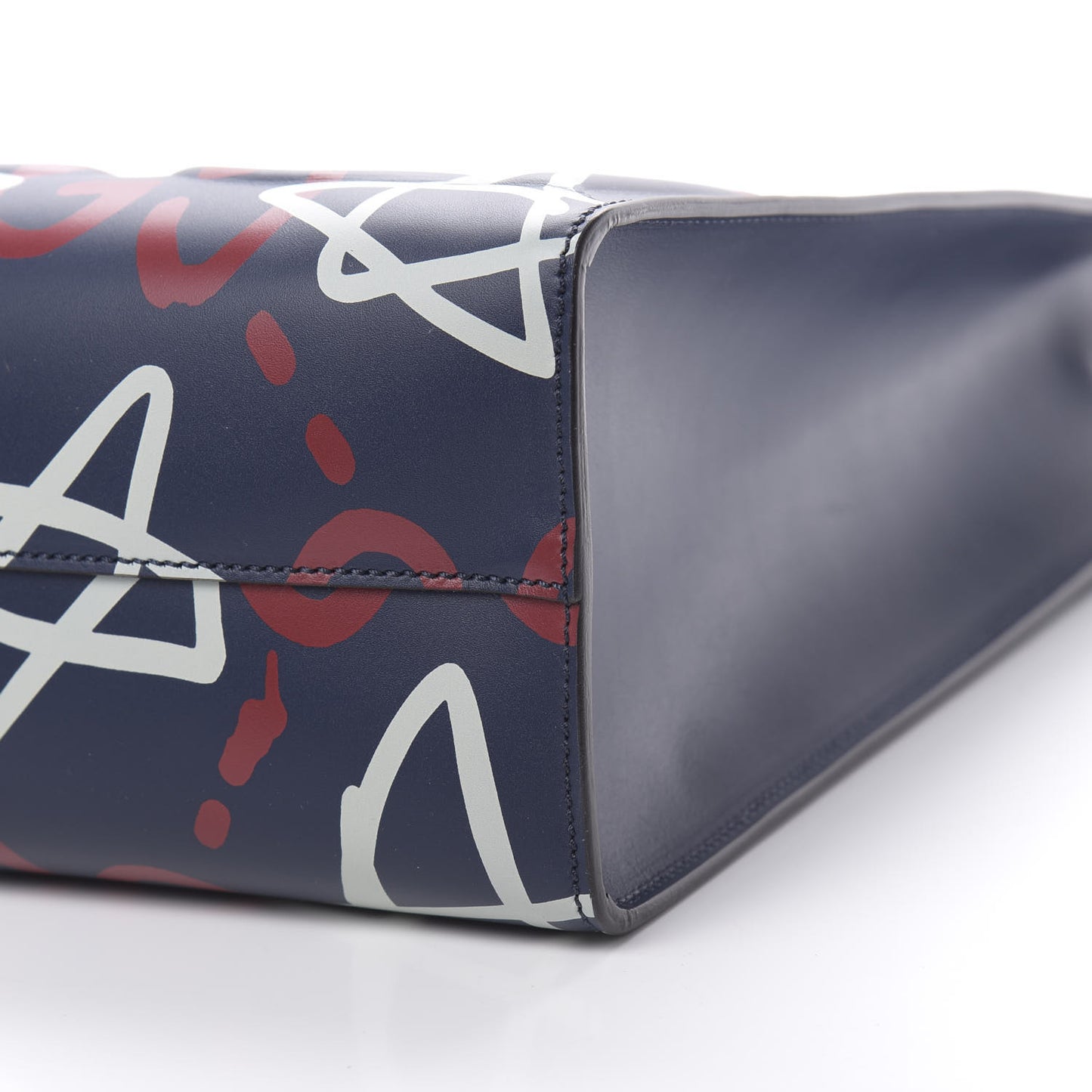Calfskin GucciGhost Medium XL Tote Blue Agata Hibiscus Red