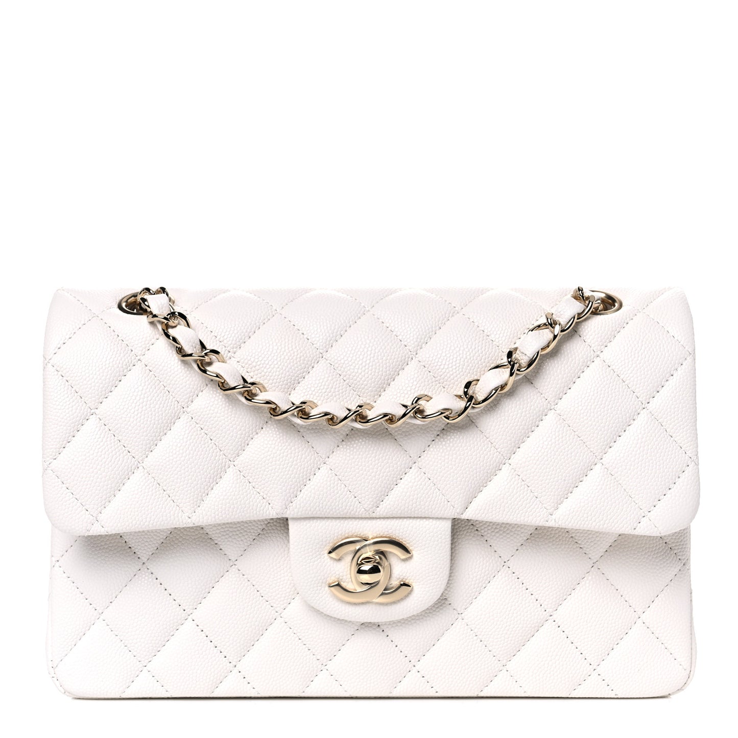 Caviar Quilted Small Double Flap White