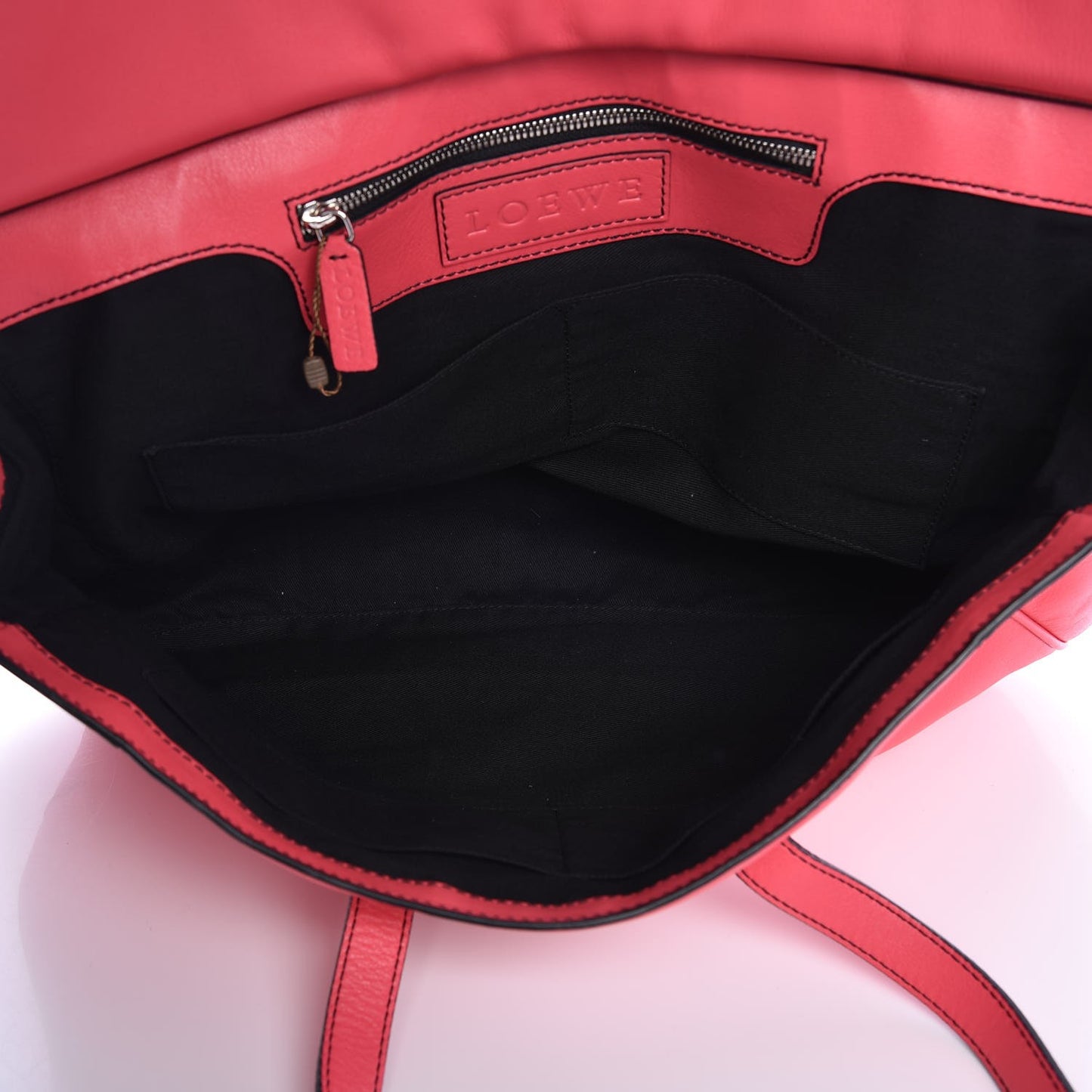 LOEWE Calfskin Embossed Shoulder Shopping Tote Pink