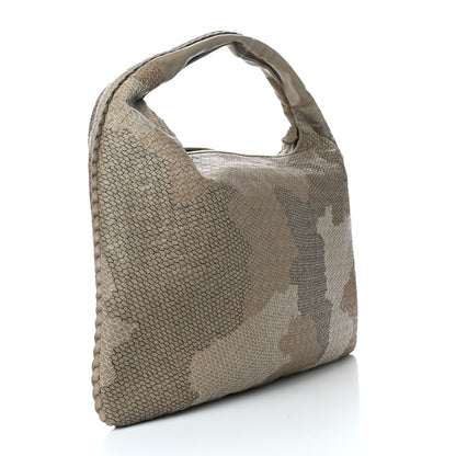 Bottega Veneta Nappa Intrecciato Camo Embroidered Maxi Veneta Hobo Taupe 2 of 8