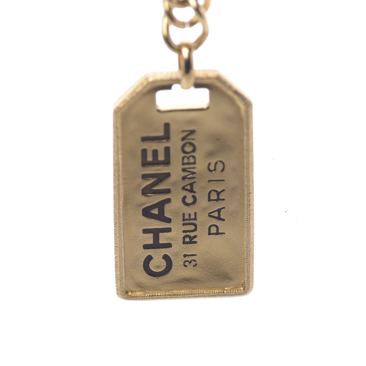 Chanel Metal ID Dog Tag Charm Necklace Gold 6 of 8