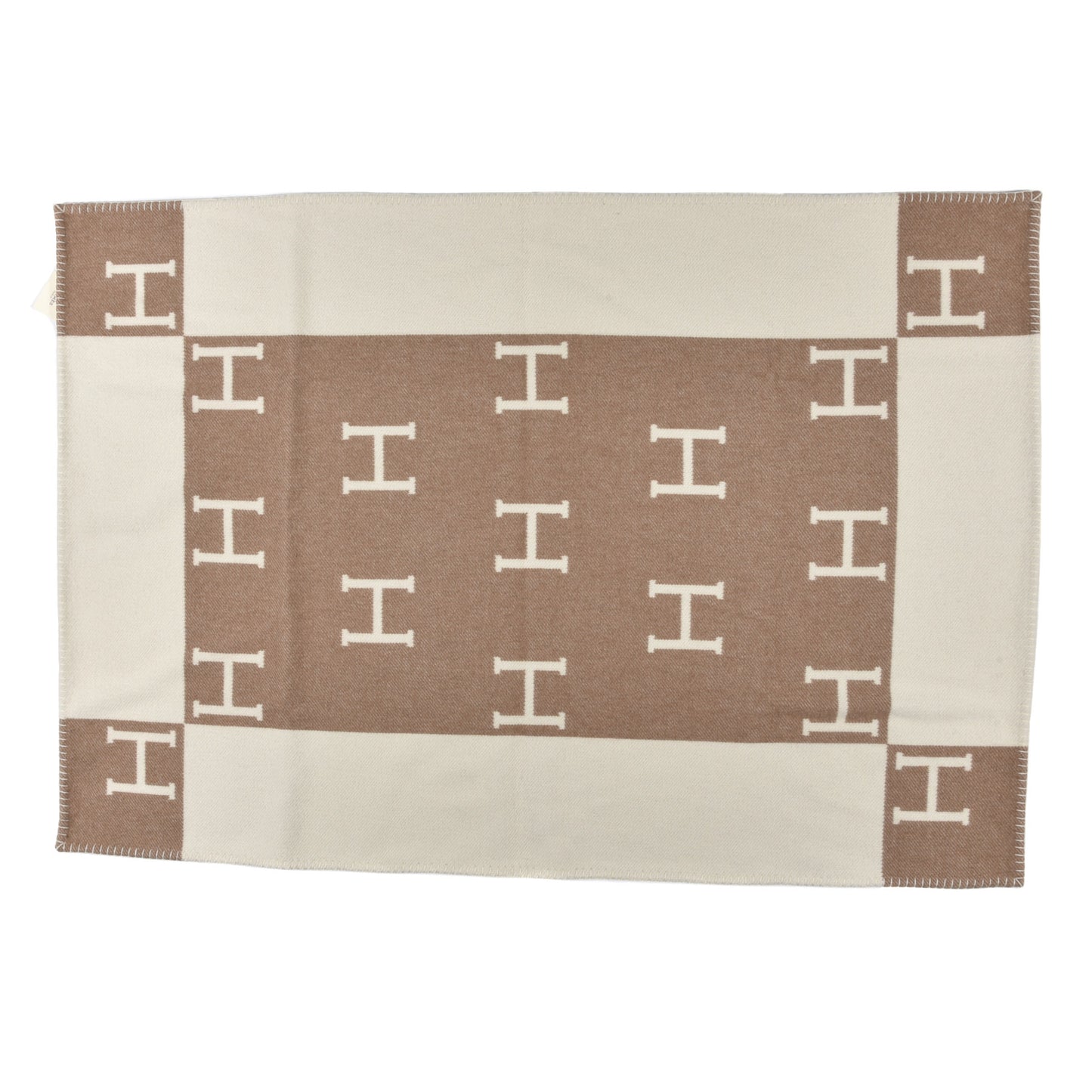 Wool Cashmere Avalon Baby Blanket Noisette Moyen White