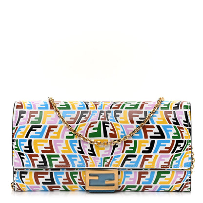 Fendi X SARAH COLEMAN Vitello Liberty Ceylon Micro FF Fish Eye Embossed Continental Envelope Wallet On Chain Multicolor Cyber Blue 1 of 11
