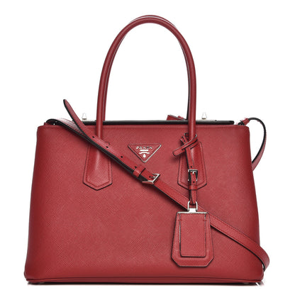 Prada Saffiano Cuir Twin Tote Fuoco 1 of 8