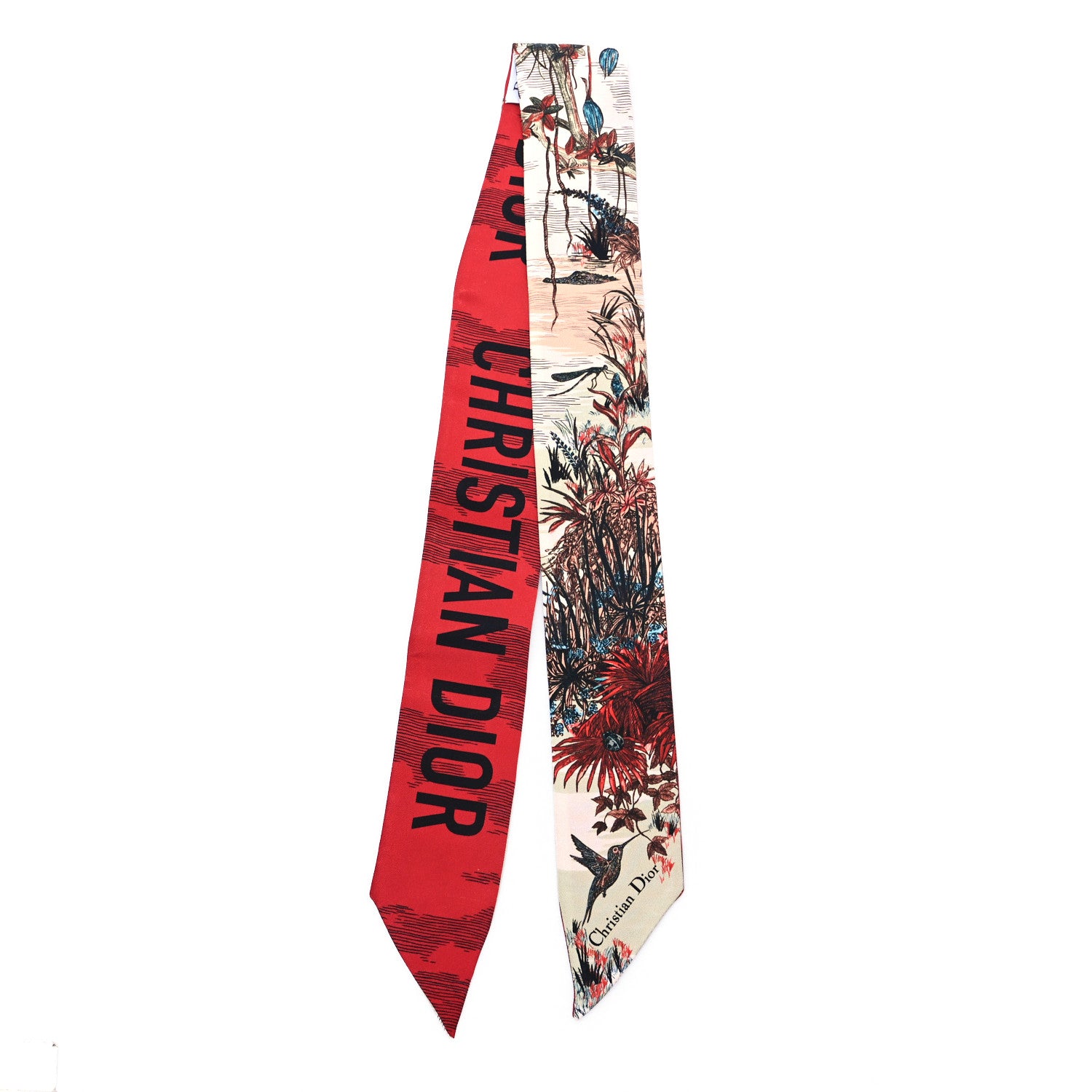Christian Dior Silk Toile De Jouy Mitzah Scarf Red 2 of 3
