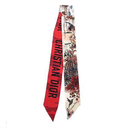 Christian Dior Silk Toile De Jouy Mitzah Scarf Red 2 of 3