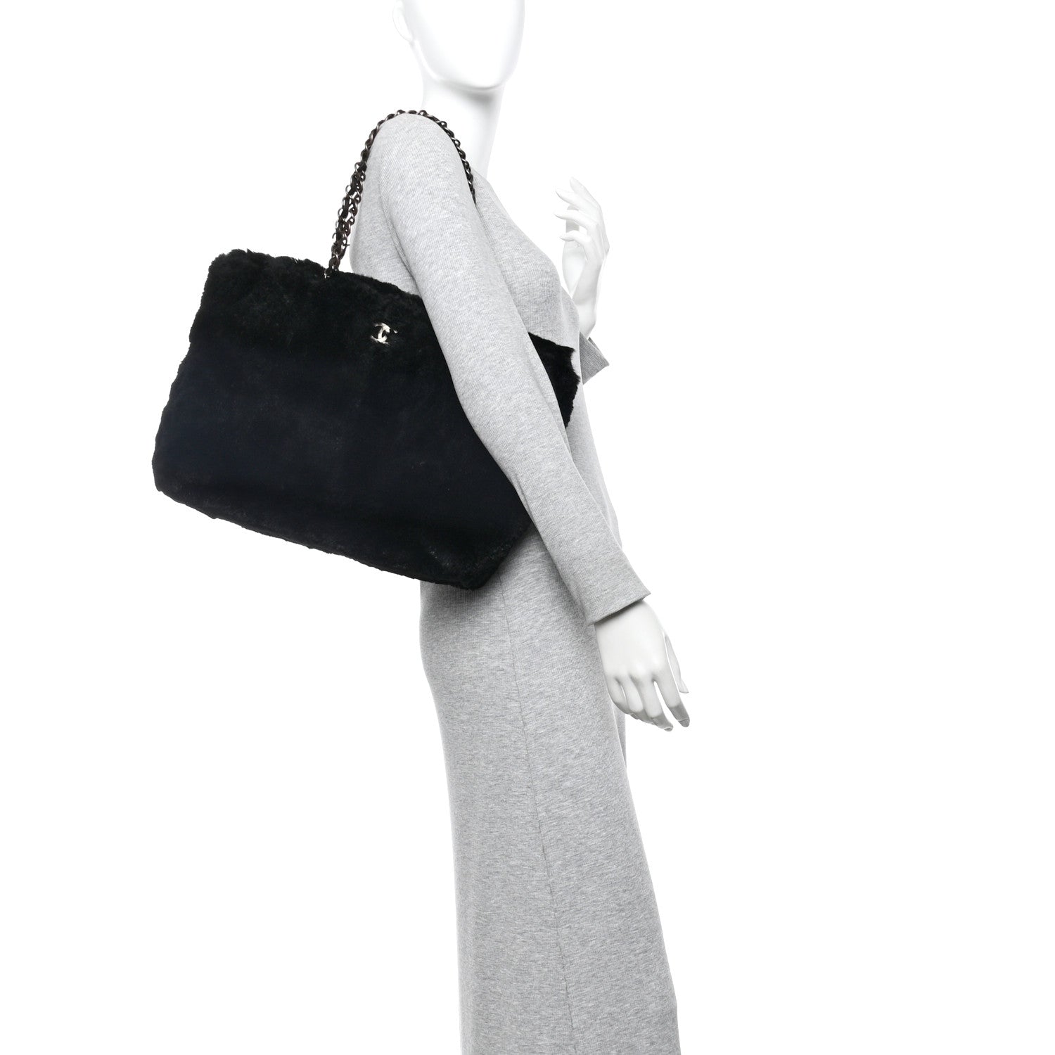 Chanel Orylag Rabbit Fur CC Tote Black 2 of 10