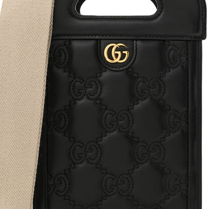 Gucci Calfskin GG Matelasse Mini Top Slip Handle Crossbody Bag Black Natural 8 of 13