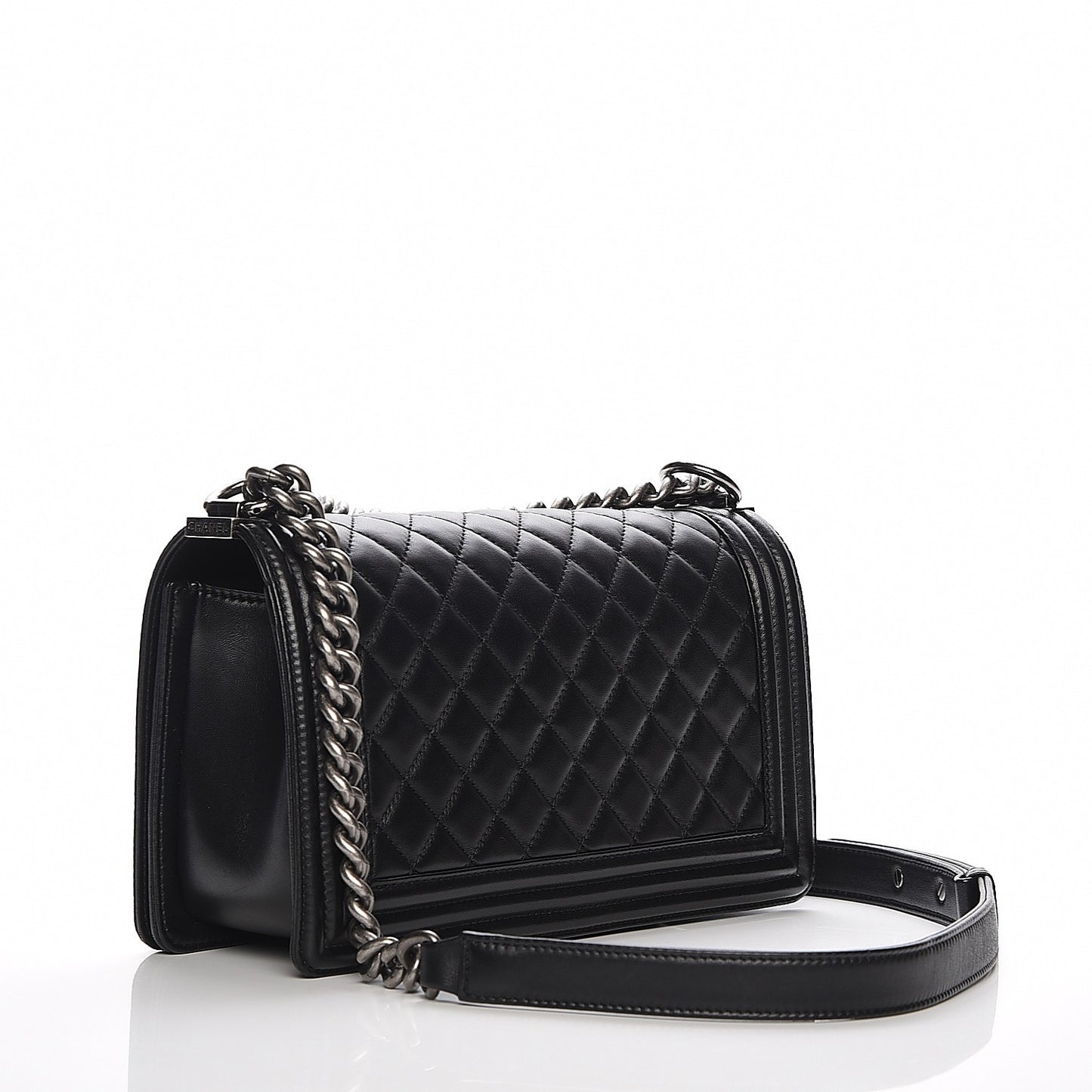 Lambskin Quilted Medium Boy Flap Black