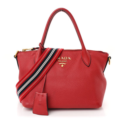 Prada Vitello Daino Zip Top Handle Tote Fuoco 1 of 10
