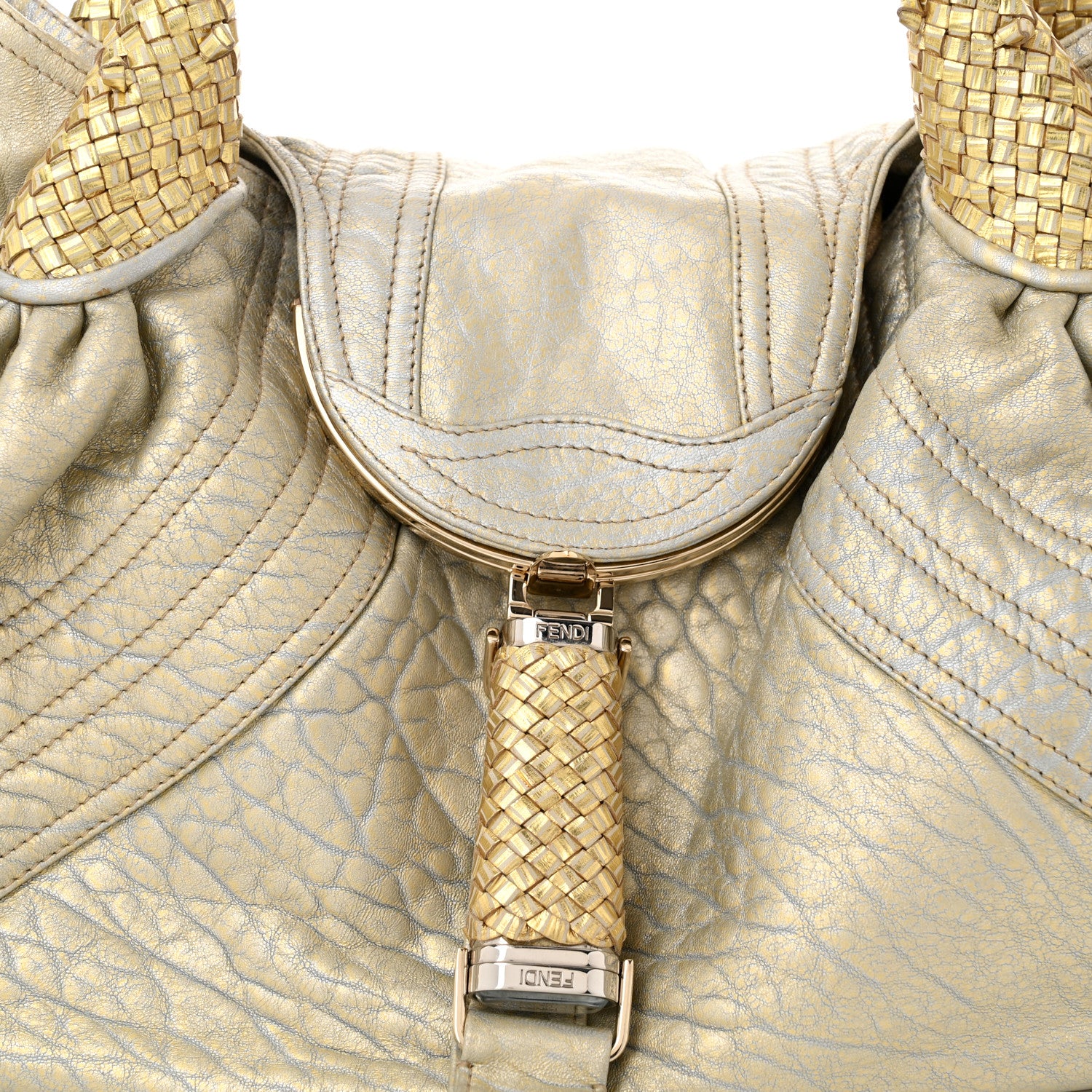 Fendi Nappa Nuvolata Bimetal Spy Oro Argento 8 of 10