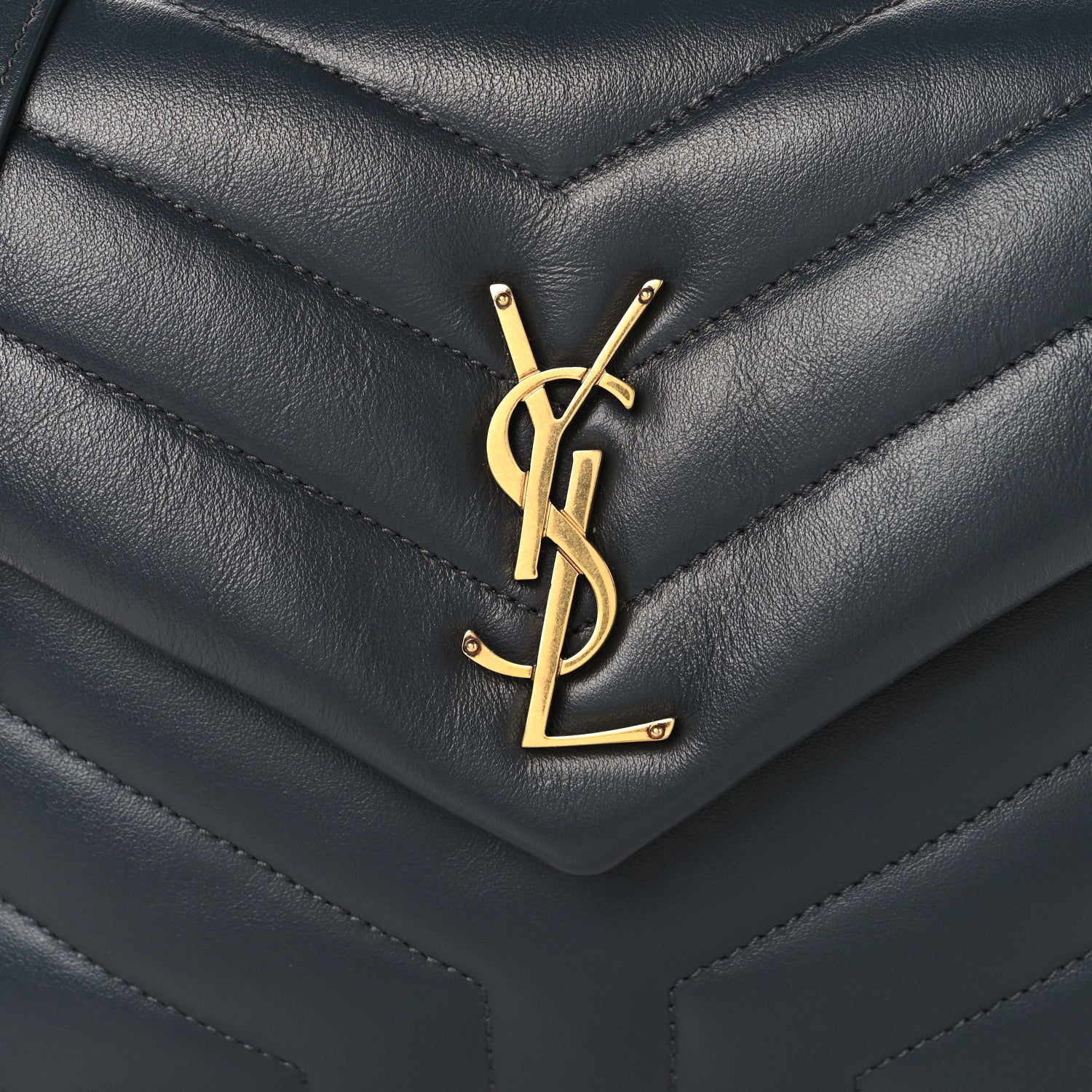 Saint Laurent Calfskin Y Quilted Monogram Small Loulou Chain Satchel Dark Smog 8 of 10