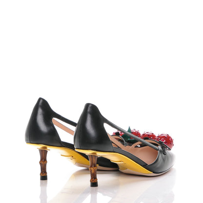 Gucci Nappa Cherry Pumps 36 Black 4 of 7