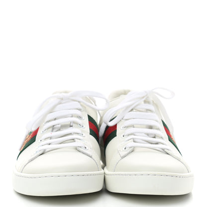 Gucci Calfskin Ayers Bee Embroidered Womens Ace Sneakers 37.5 White Green 2 of 9