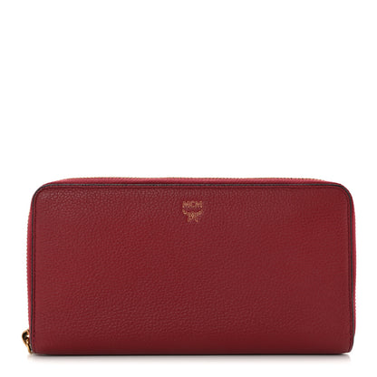 MCM Calfskin Fontanellas Park Avenue Milla Zip Around Wallet Burgundy 1 of 9