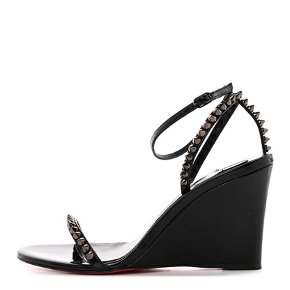 Christian Louboutin Patent Calfskin So Me Spike 85 Wedge Sandals 37 Black 1 of 8