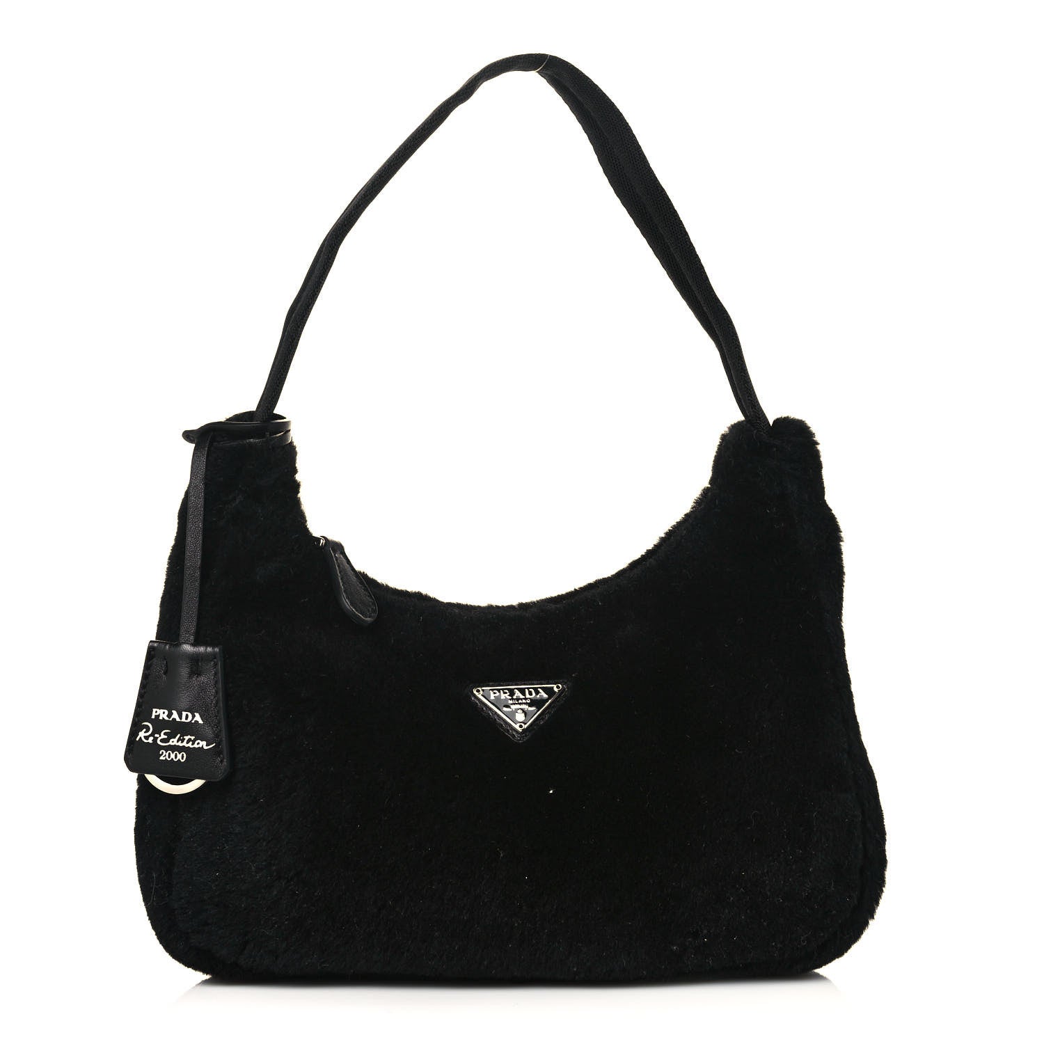 Prada Shearling Mini Re-Edition 2000 Bag Black 1 of 12