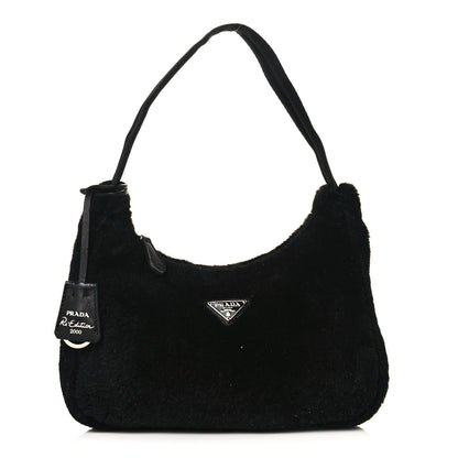 Prada Shearling Mini Re-Edition 2000 Bag Black 1 of 12