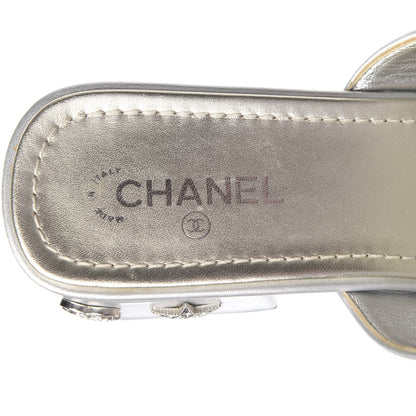 Chanel Iridescent Calfskin Crystal Stars Mules 38 Silver 6 of 8