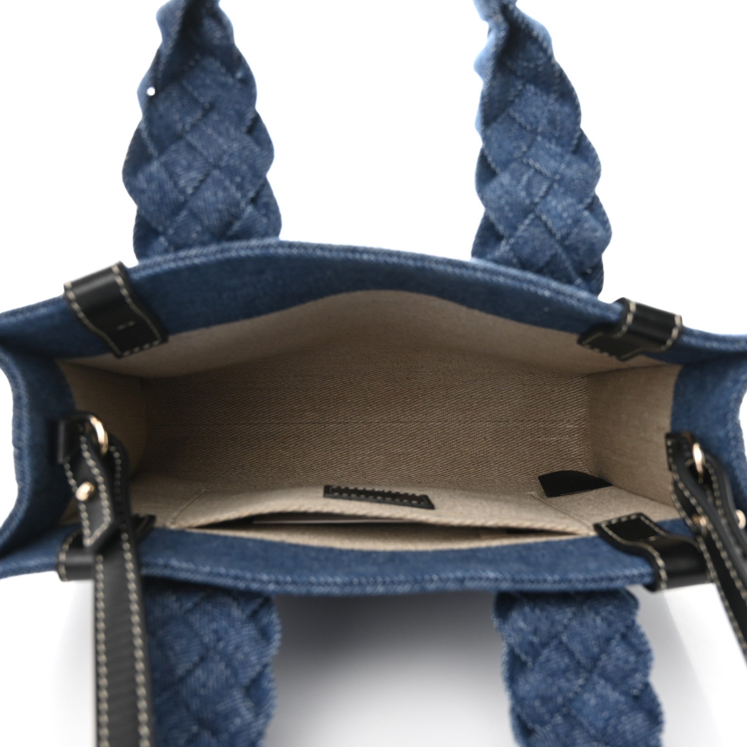 Chloe Denim Calfskin Small Braided Woody Ribbon Tote Blue 6 of 9