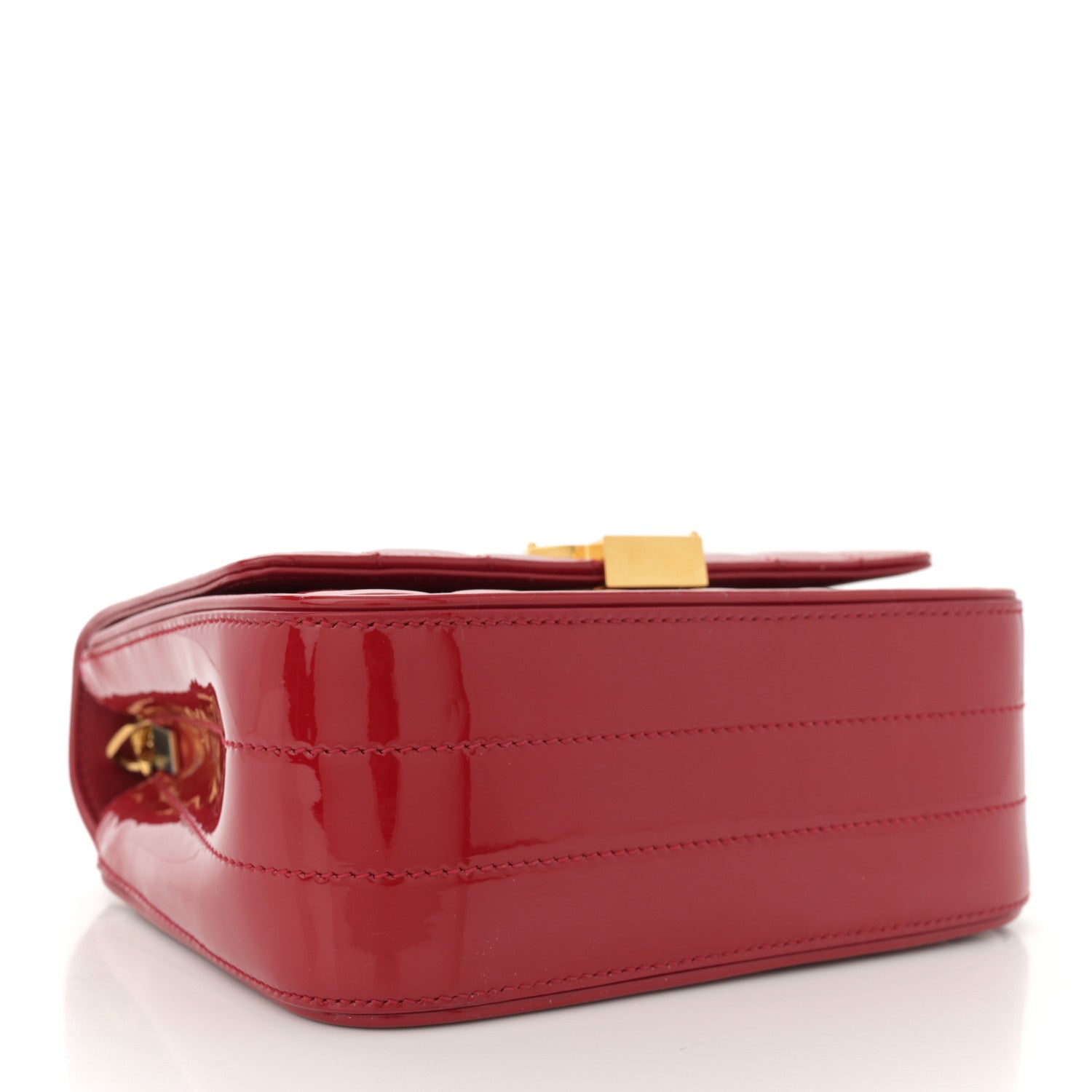 Saint Laurent Patent Matelasse Monogram Small Vicky Chain Bag Red 4 of 13