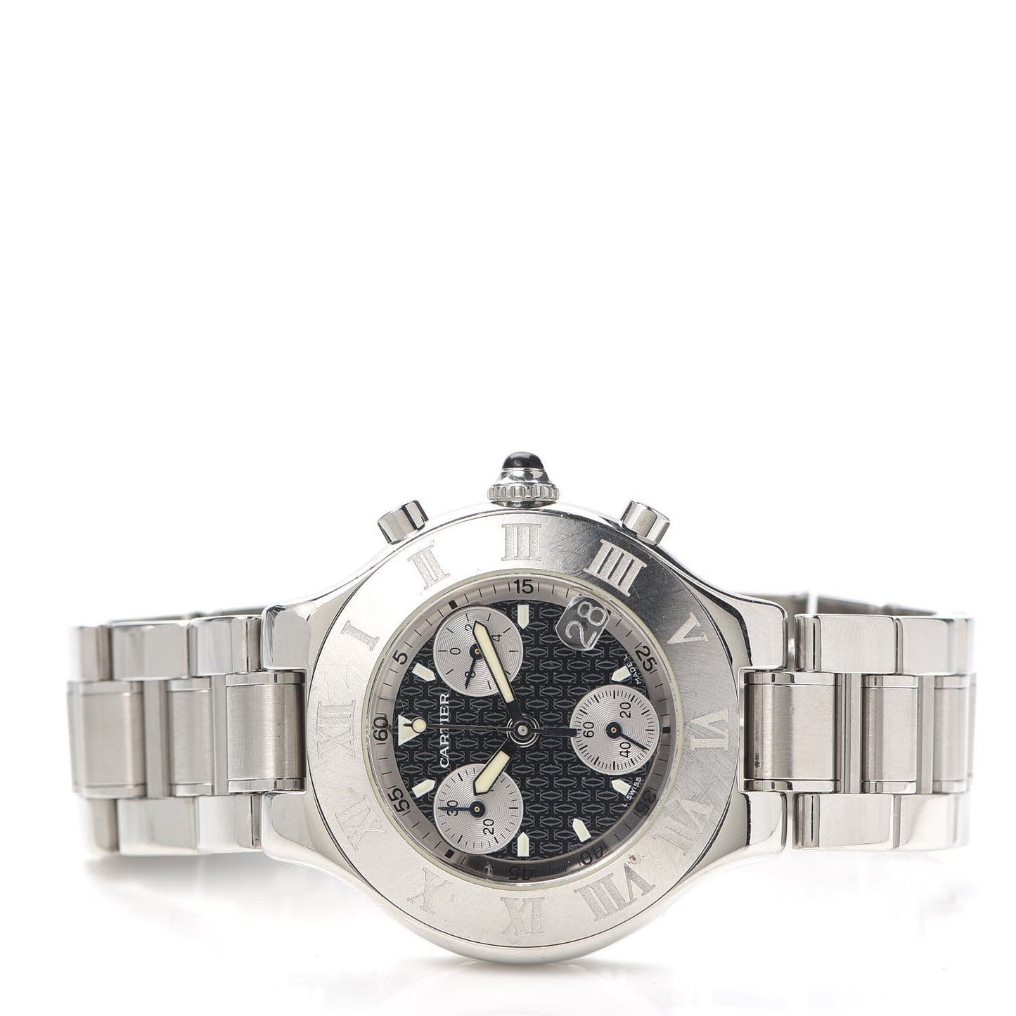 Stainless Steel 38mm Must de 21 Chronograph Quartz Watch Black