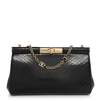 Dolce & Gabbana Snakeskin Medium Marlene Chain Clutch Black 1 of 9