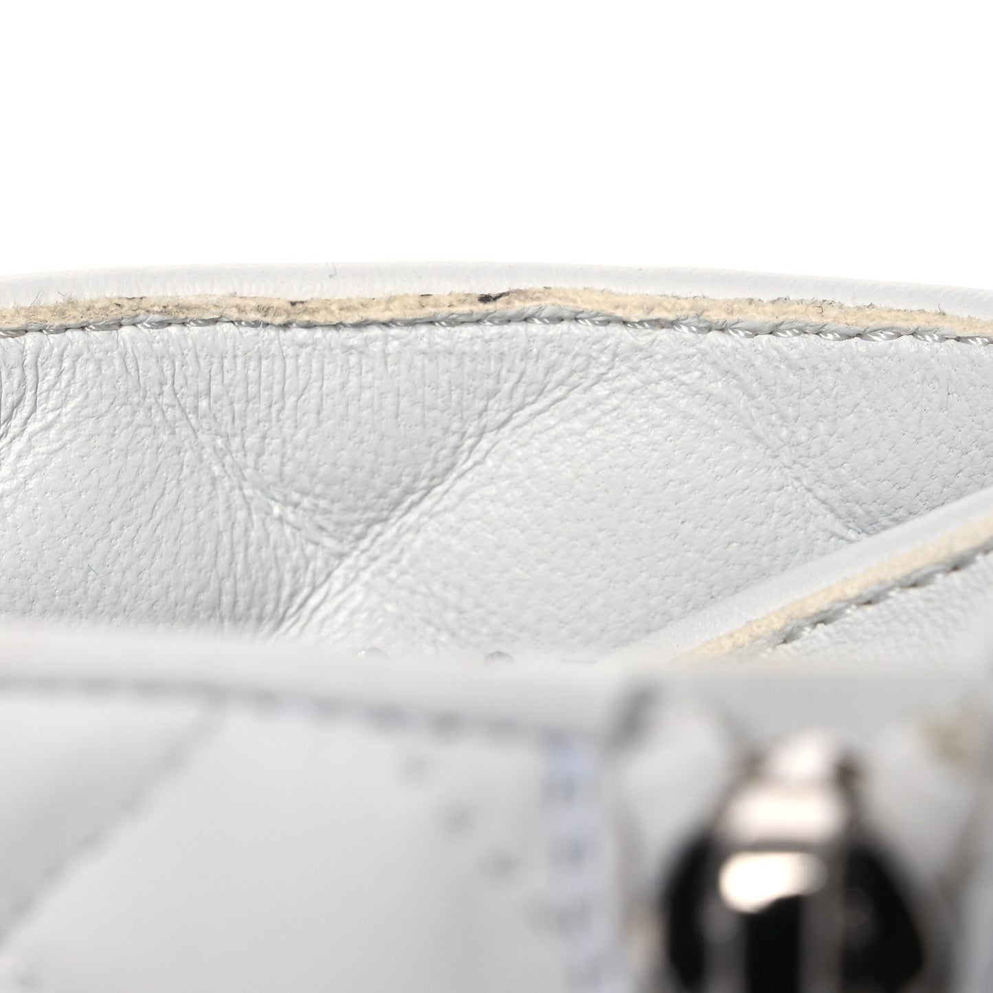 Caviar Calfskin Quilted Chain Lace Up Combat Boots 41 White Black