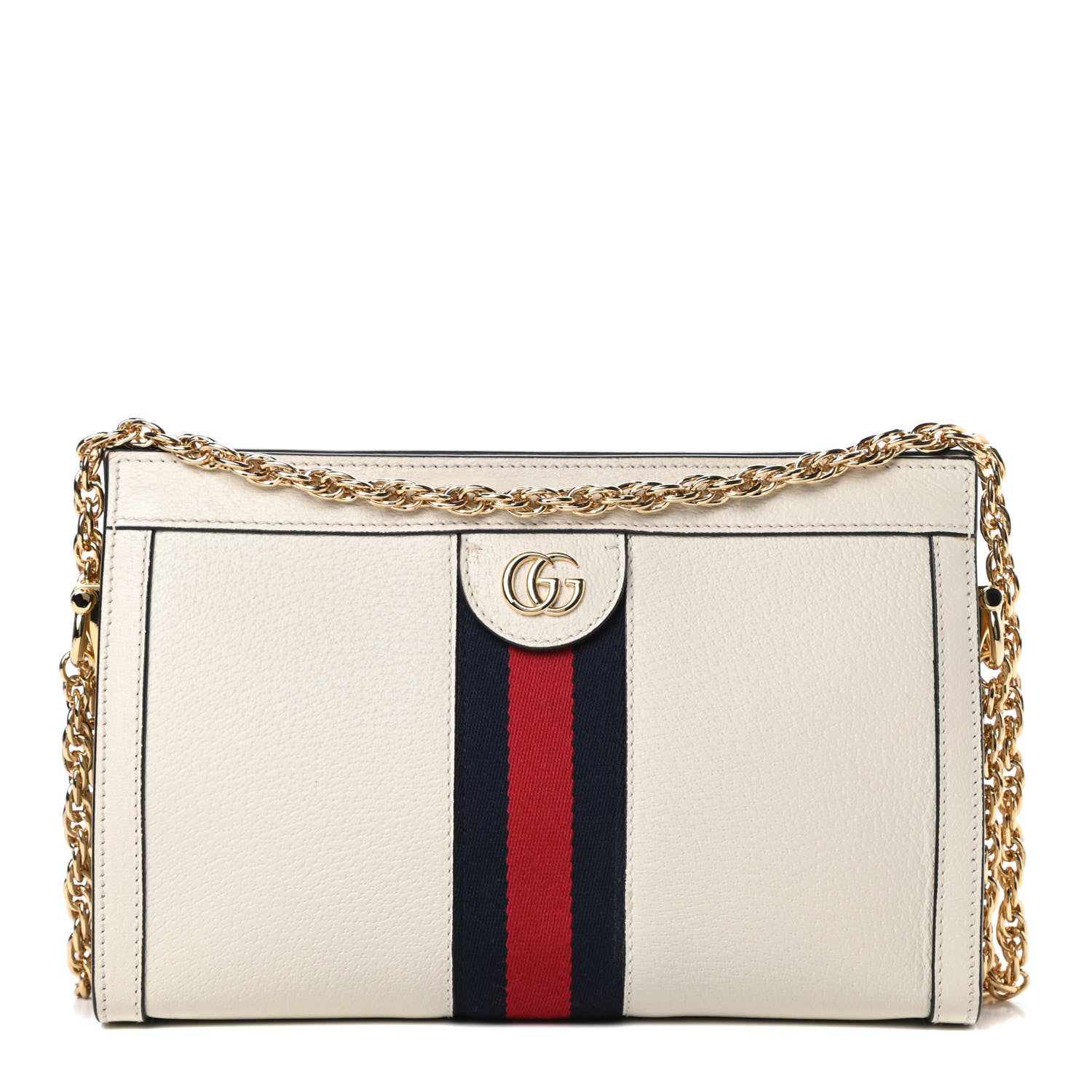 Gucci Textured Calfskin Web Small Ophidia Chain Shoulder Bag Mystic White 1 of 12