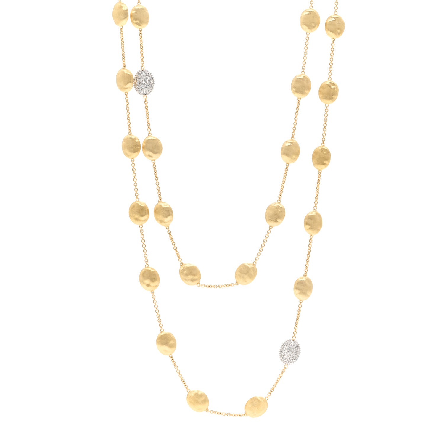Marco Bicego 18K Yellow Gold Diamond Siviglia Small Bead Long Necklace 1 of 5