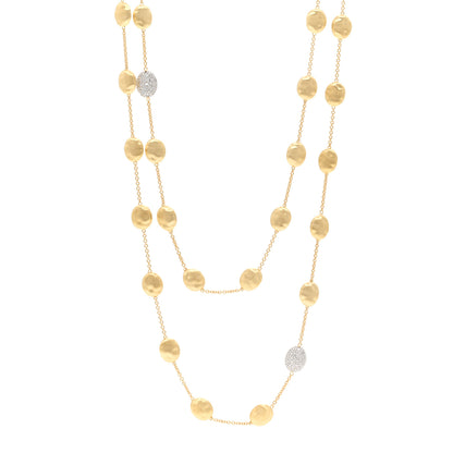 Marco Bicego 18K Yellow Gold Diamond Siviglia Small Bead Long Necklace 1 of 5