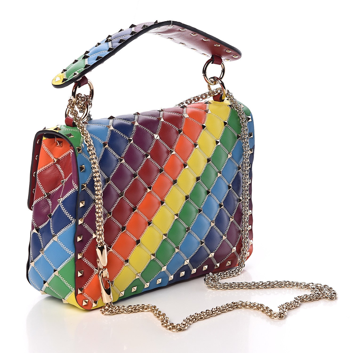 Valentino Garavani Lambskin Medium Rockstud Spike Shoulder Bag Rainbow 3 of 9