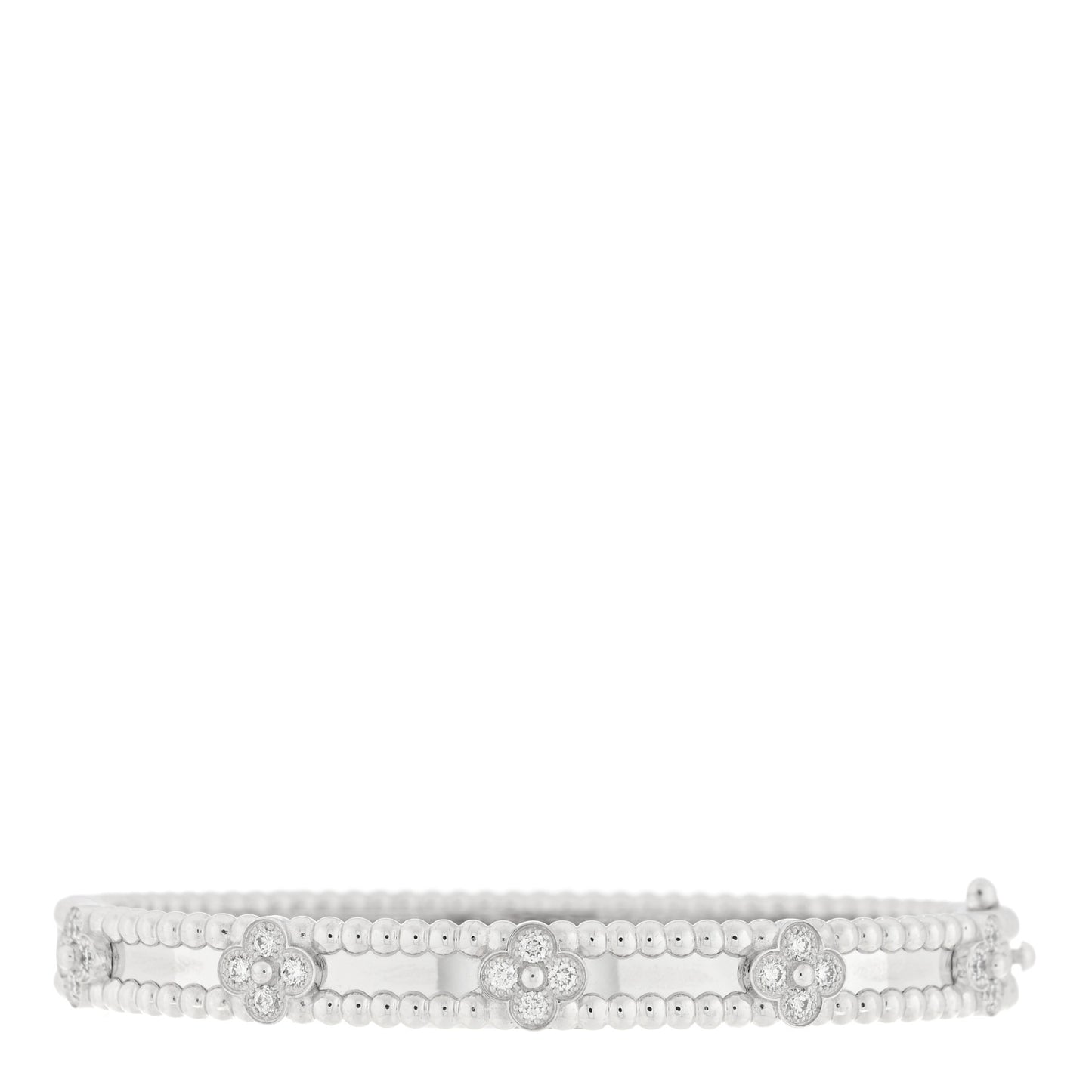 18K White Gold Diamond Perlee Sweet Clovers Bracelet XS