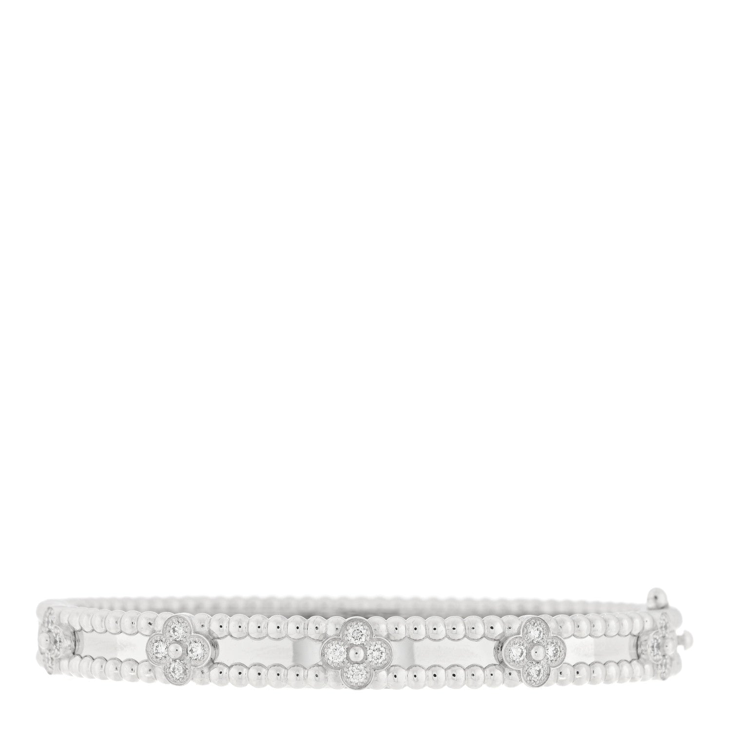 Van Cleef & Arpels 18K White Gold Diamond Perlee Sweet Clovers Bracelet XS 1 of 4