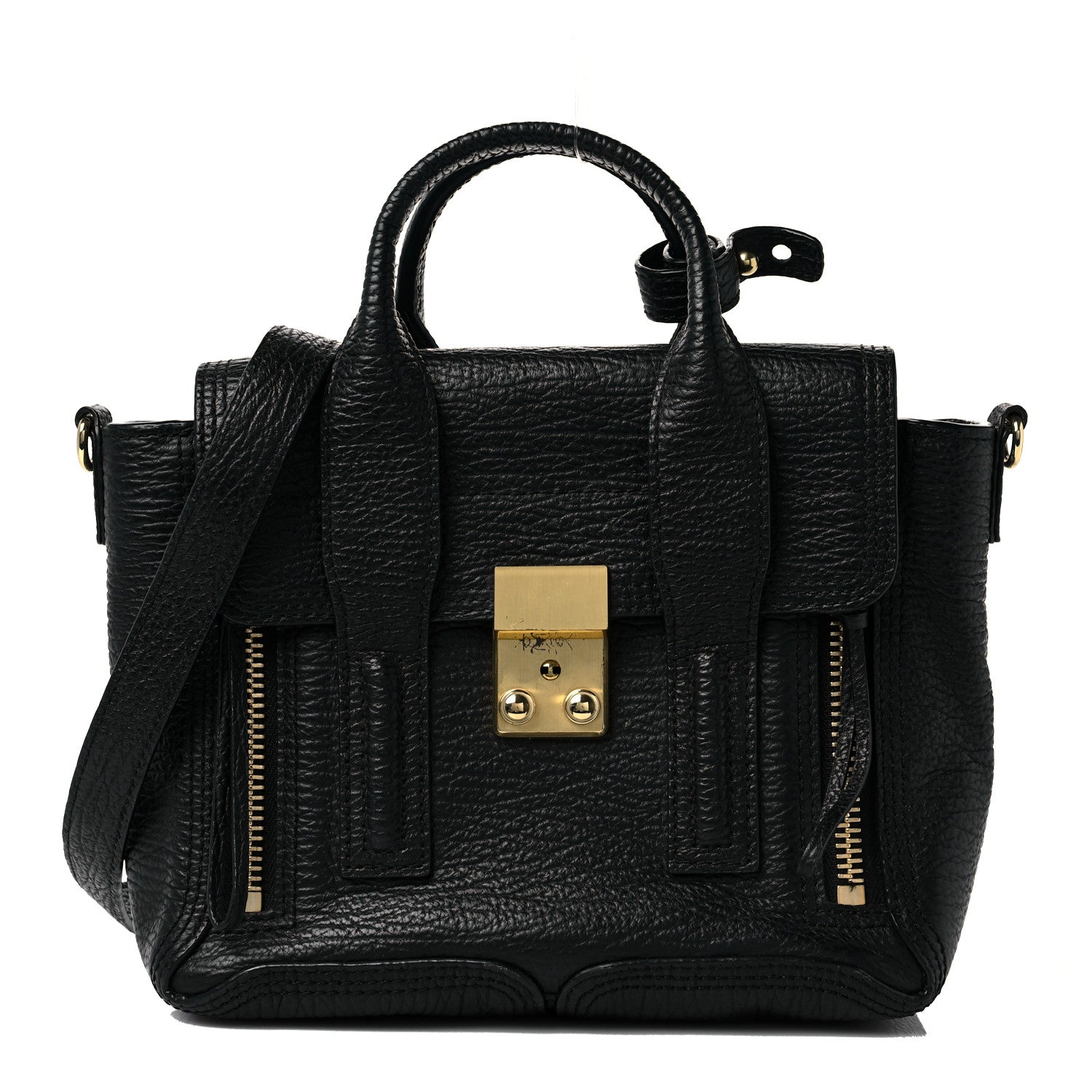 3.1 Phillip Lim Textured Calfskin Mini Pashli Satchel Black 1 of 9