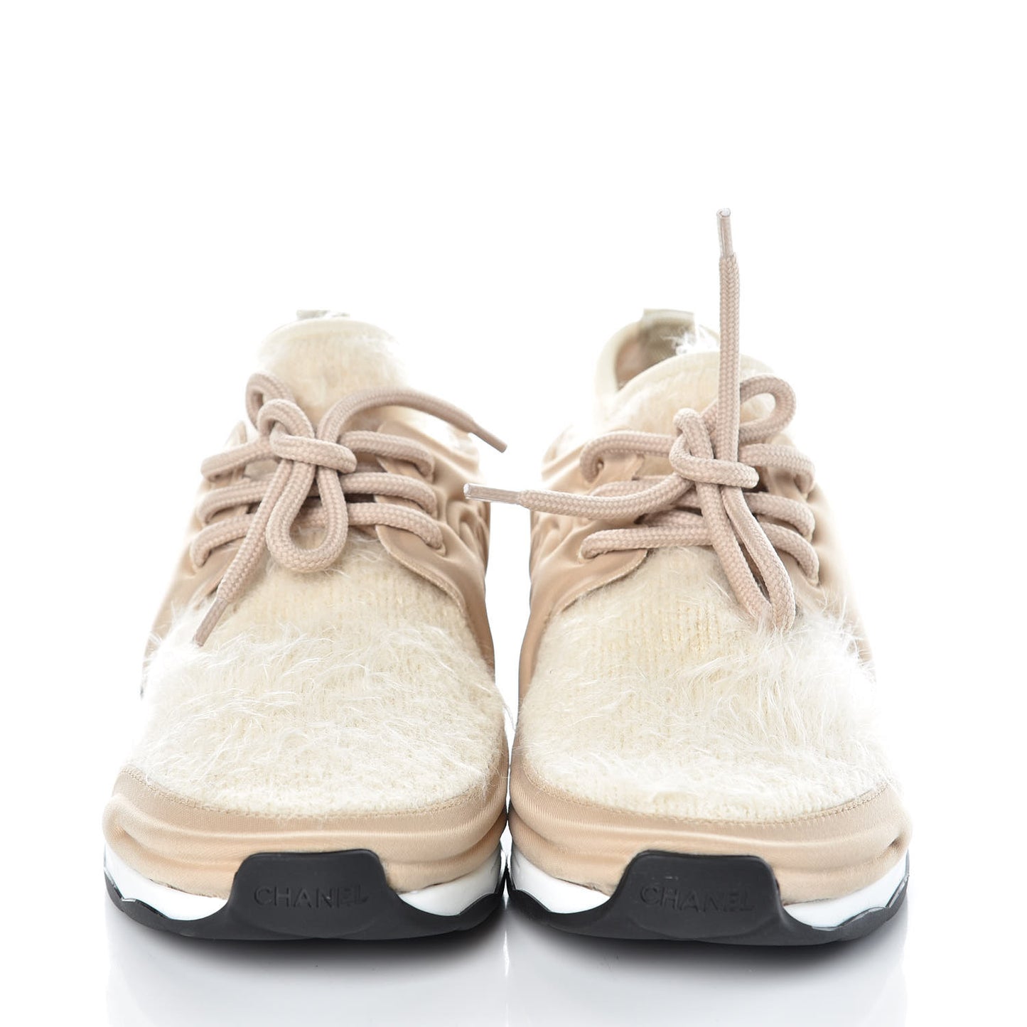 Stretch Fabric Satin CC Sneakers 35 Light Beige