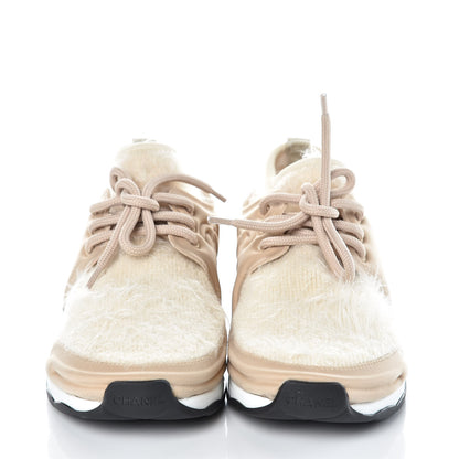 Chanel Stretch Fabric Satin CC Sneakers 35 Light Beige 2 of 10