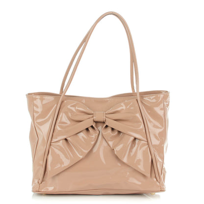 Valentino Garavani Patent Lacca Bow Tote Nude 1 of 8