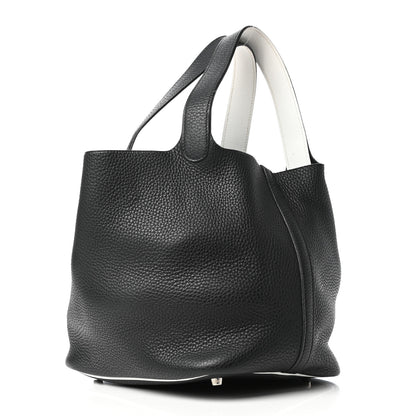 Hermes Taurillon Clemence Picotin 22 MM Black White 3 of 8